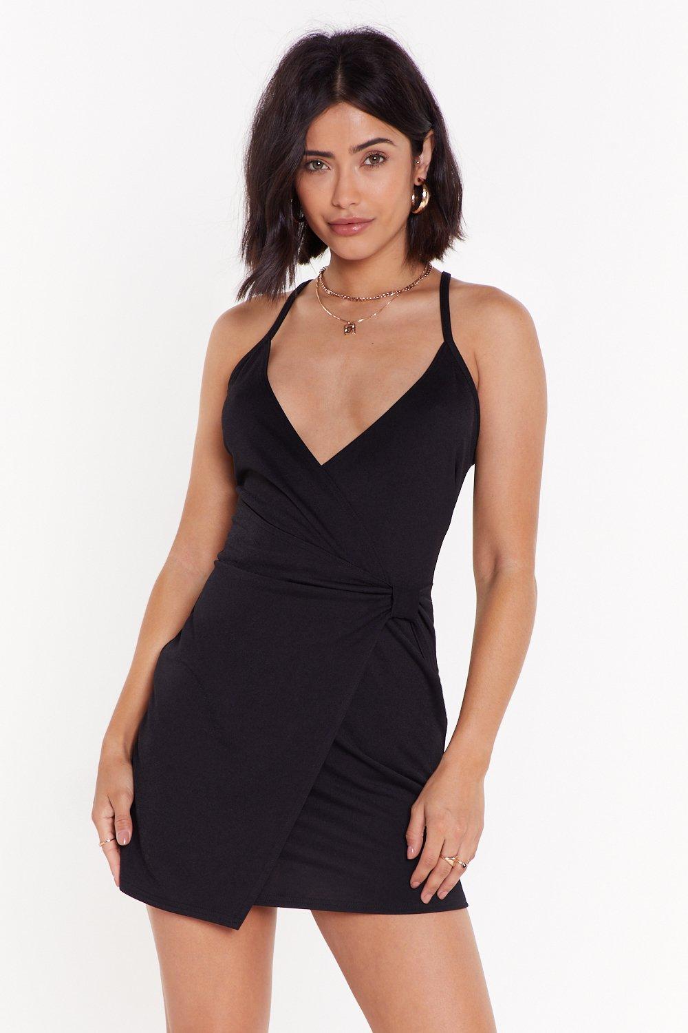 v neck wrap mini dress