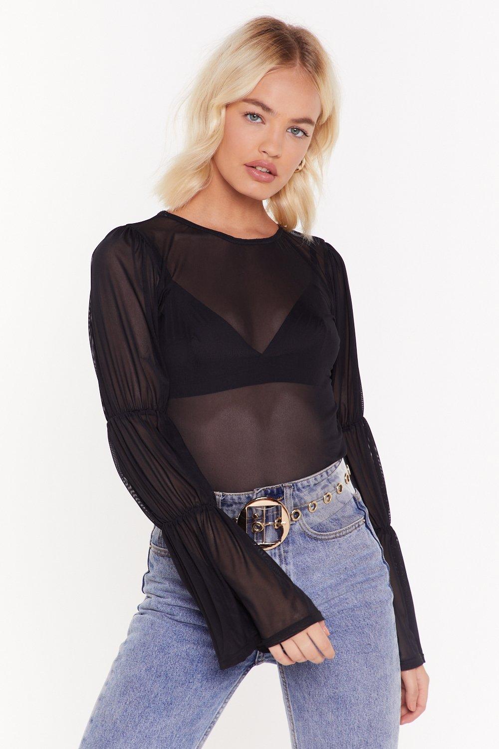 sheer mesh blouse