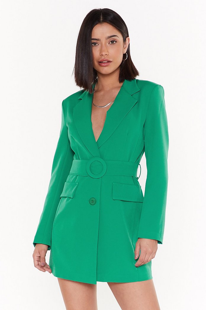 Never Too Busy Belted Blazer Dress