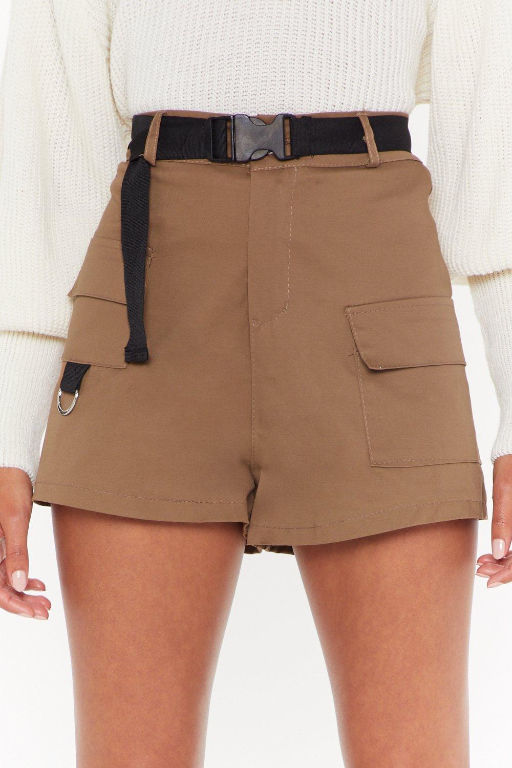 high waisted utility shorts