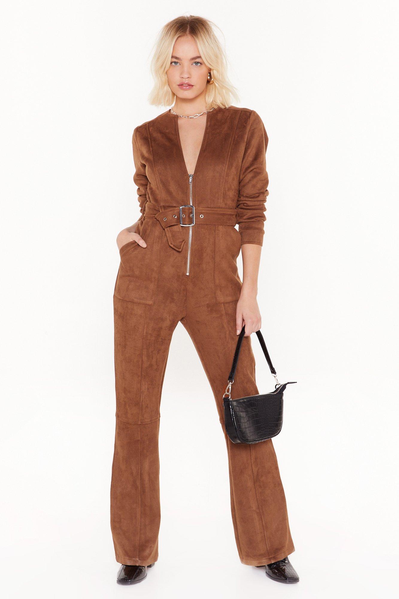 faux suede jumpsuit