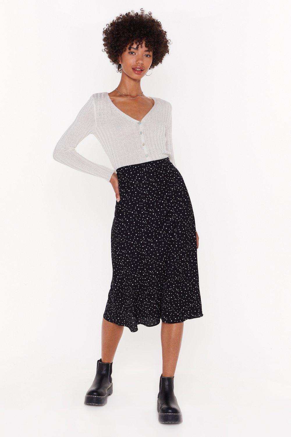 long black polka dot skirt