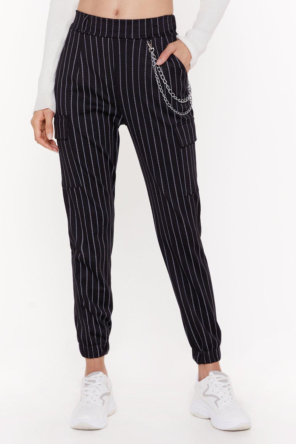 pinstripe jogger pants