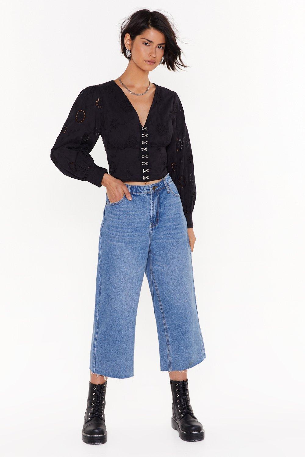 wide leg cropped jeans with boots