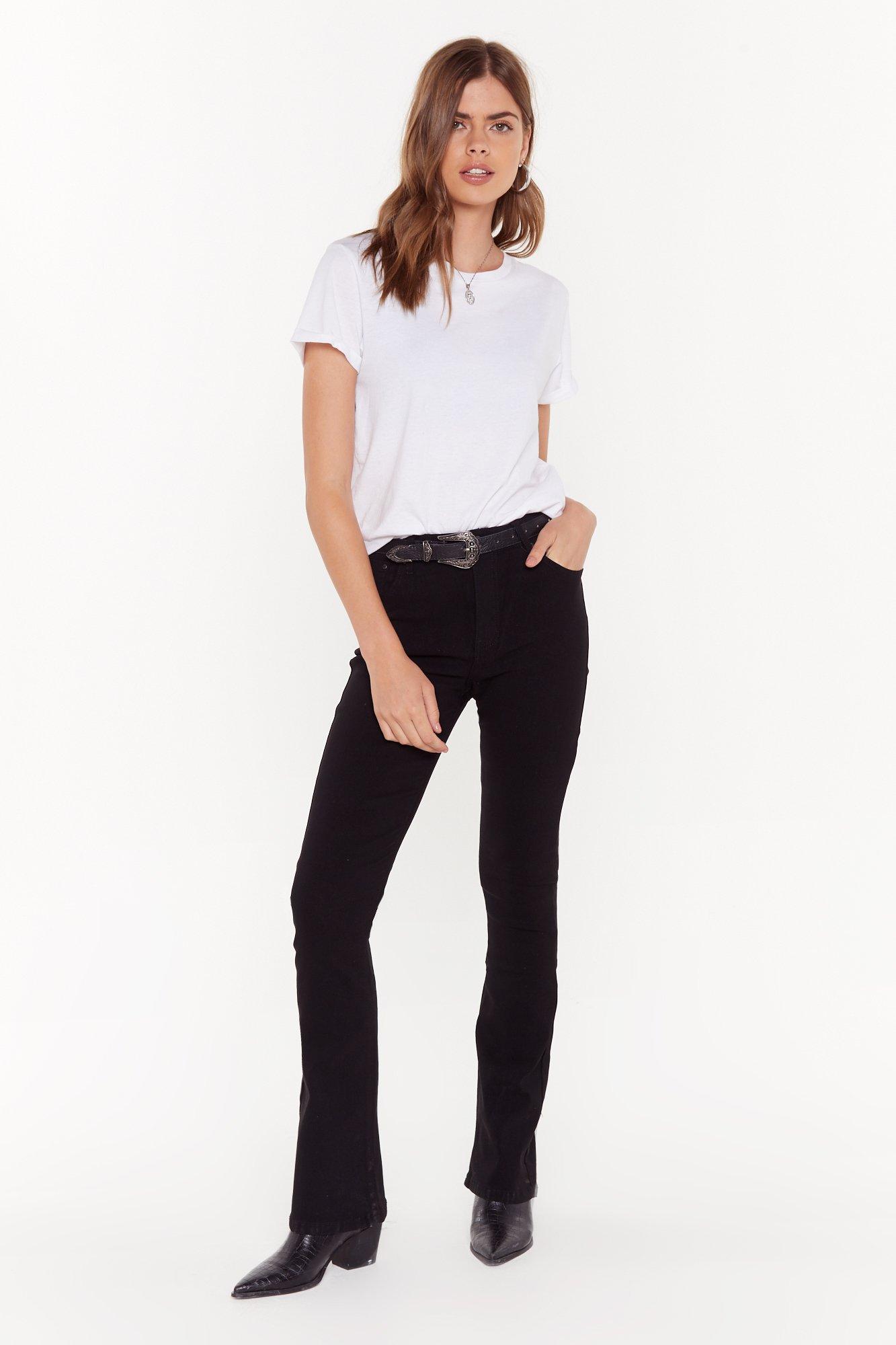 black flare jeans high waisted