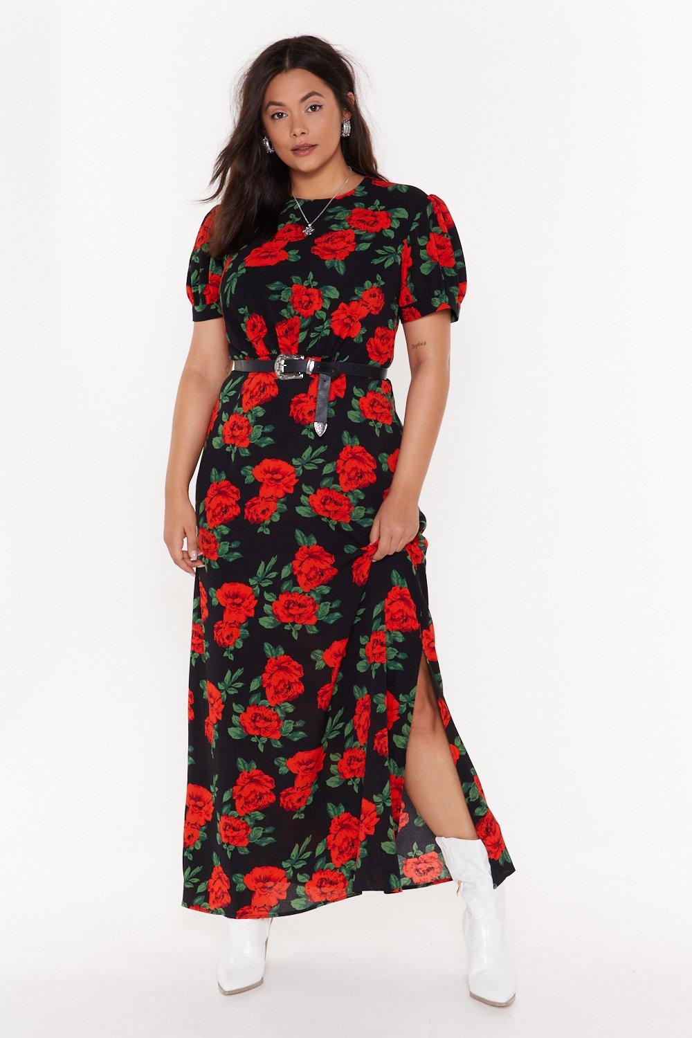 black and red floral dress