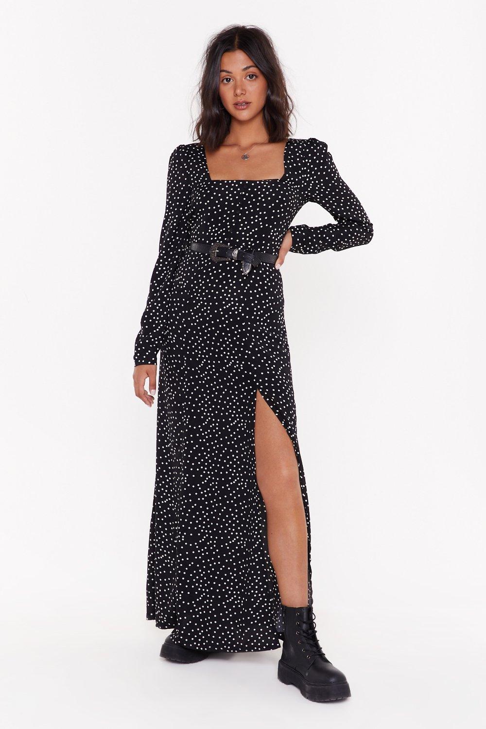 polka dot slit dress