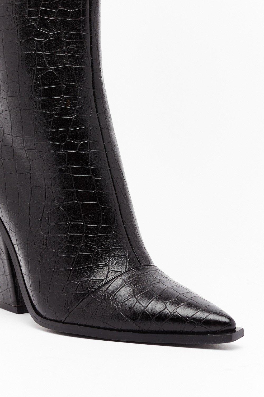 faux crocodile booties