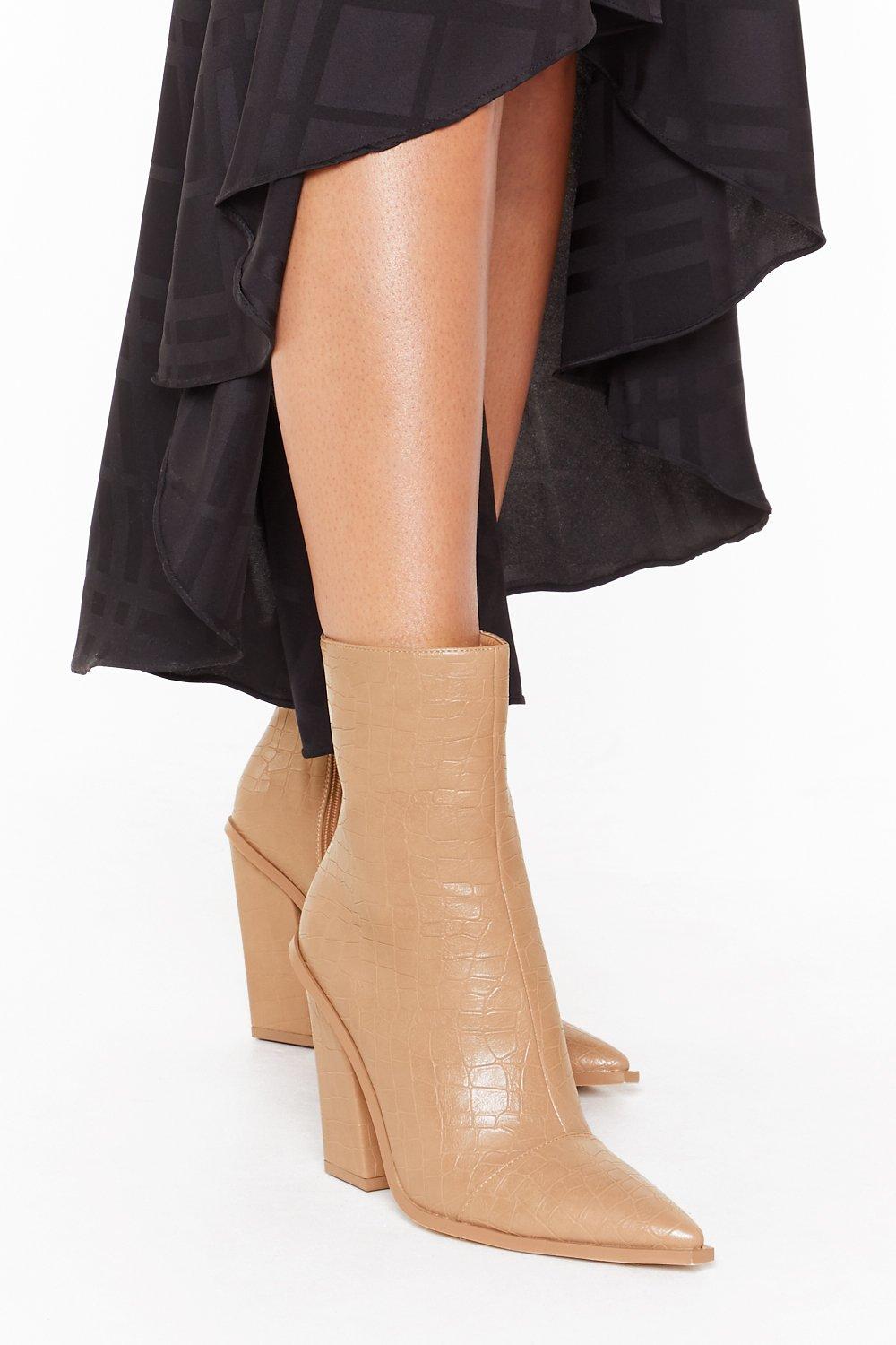sock boots with block heel