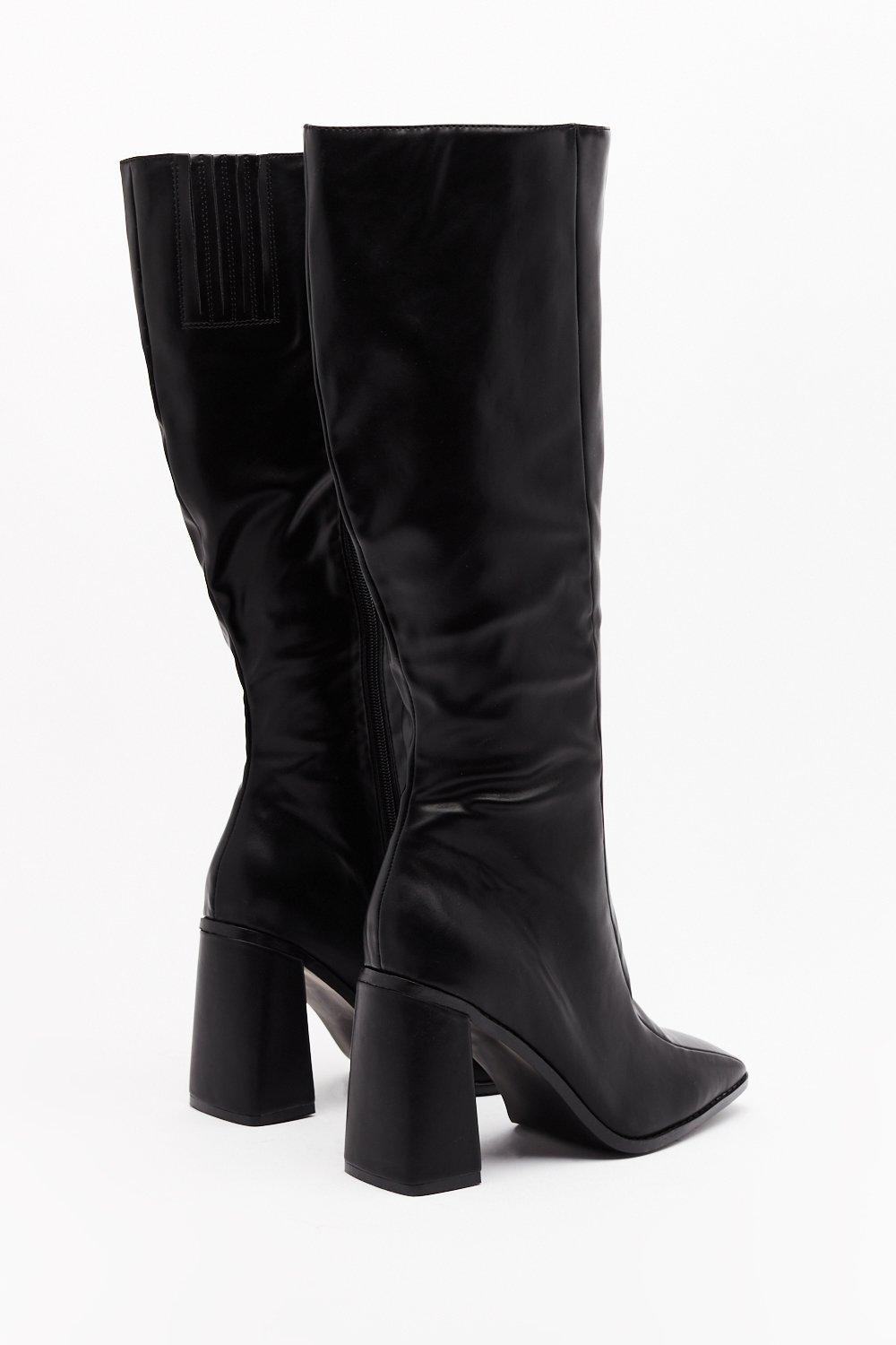 knee high square toe boots