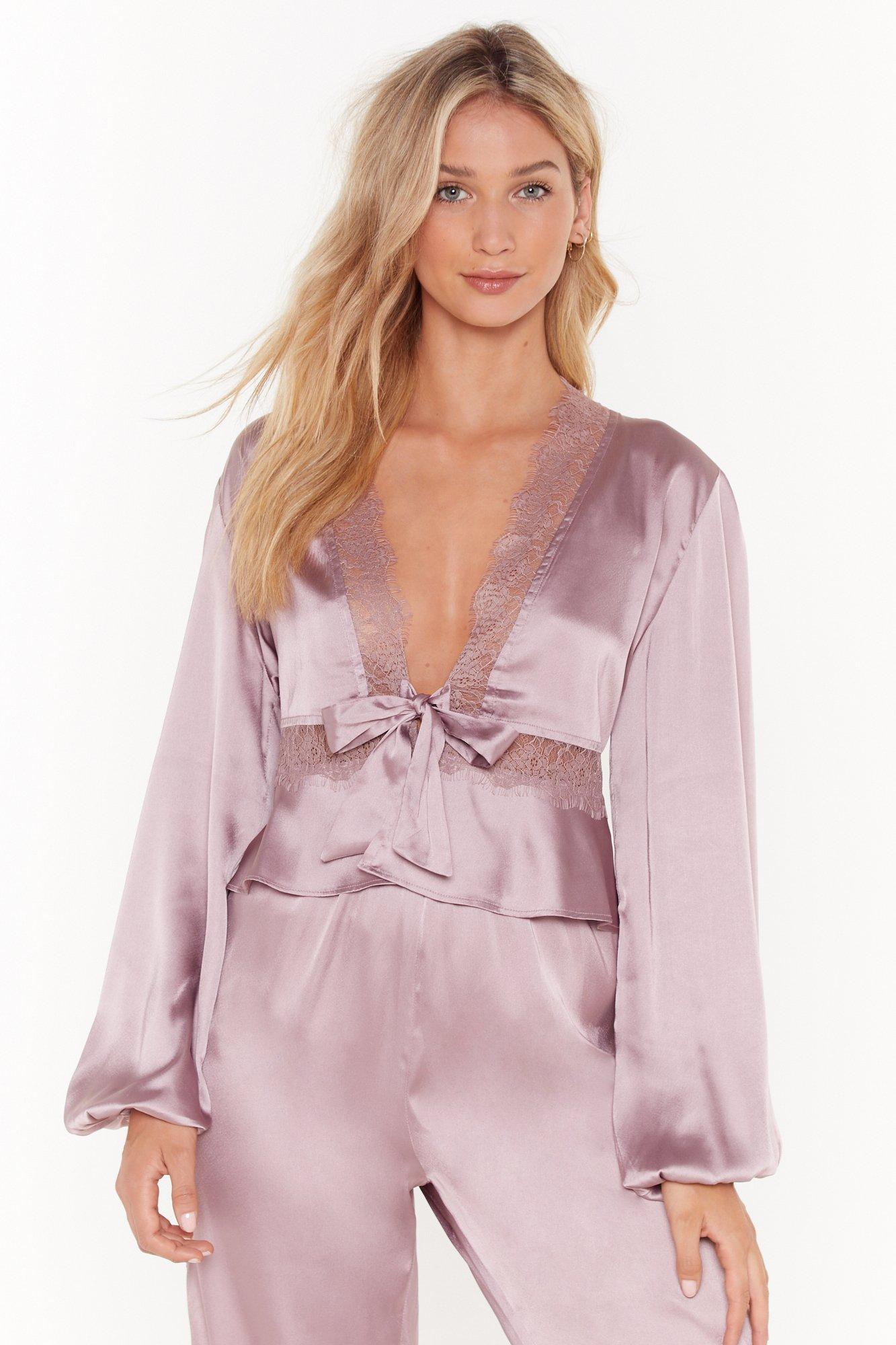 mauve satin top