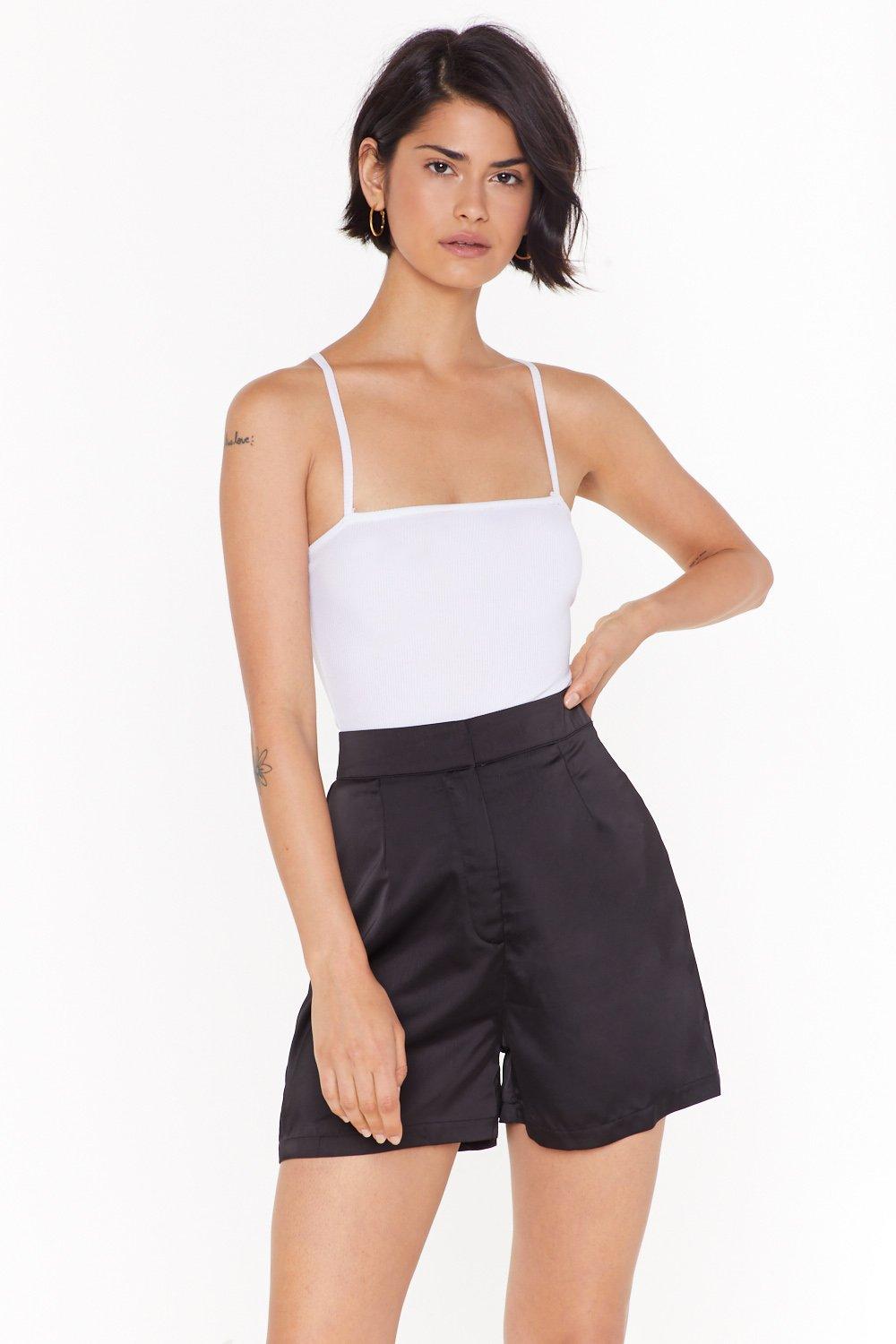 Slick to It Satin High-Waisted Shorts 