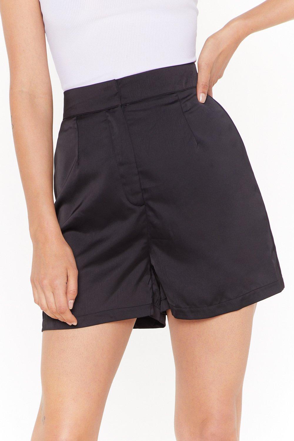 Slick to It Satin High-Waisted Shorts 