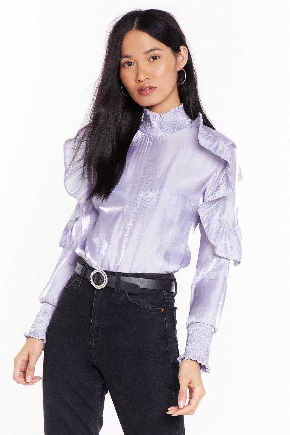 satin high neck blouse