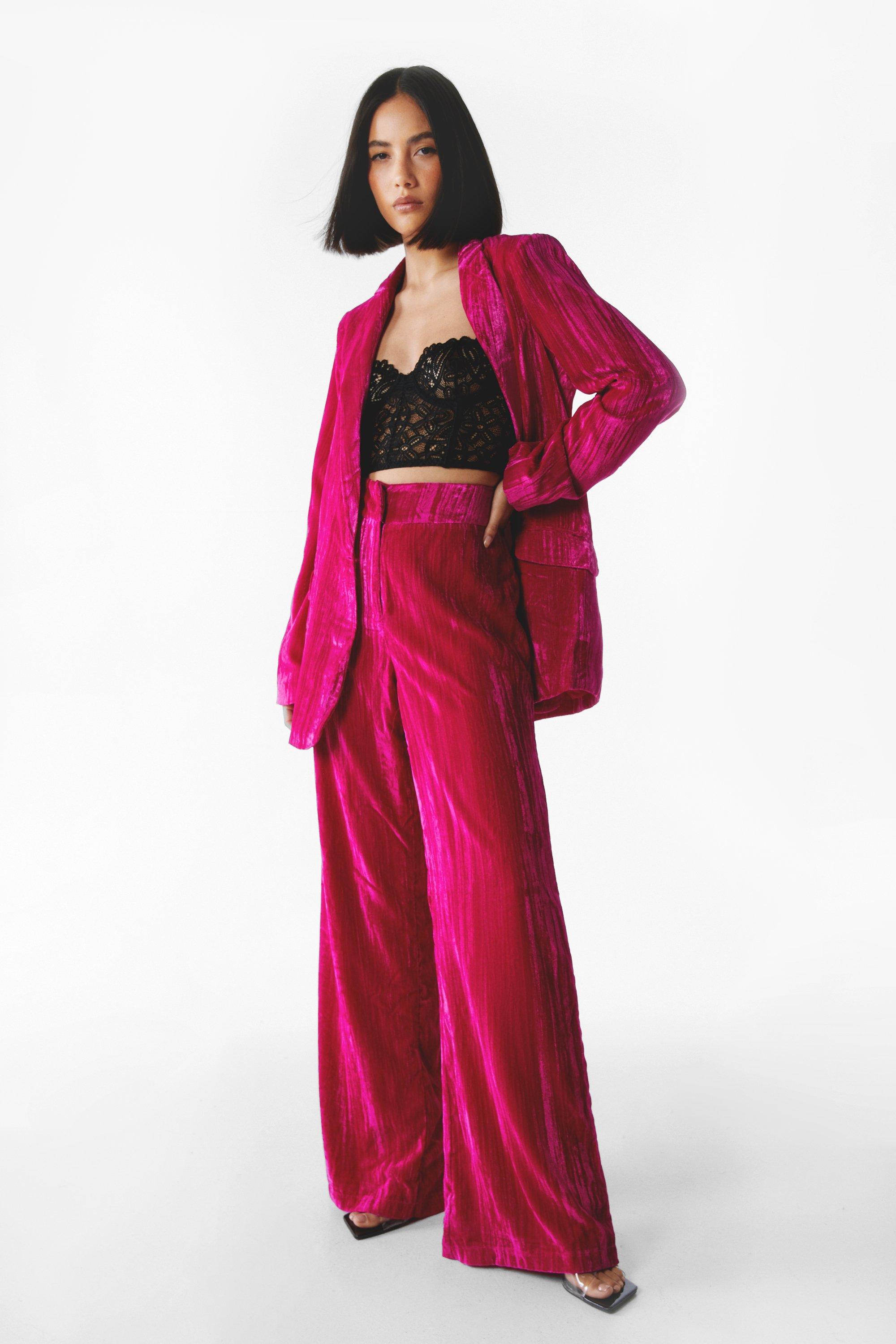 hot pink velvet jacket