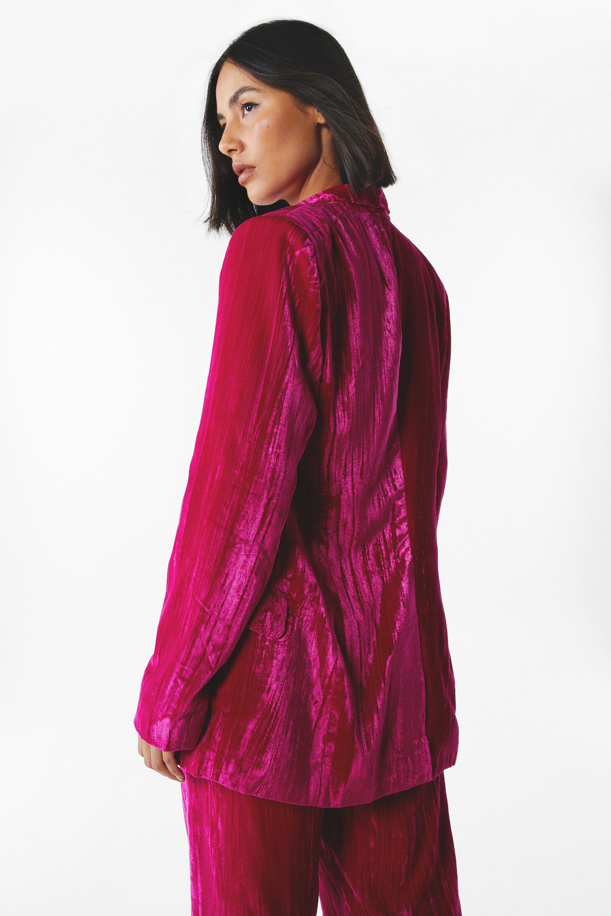 hot pink velvet jacket