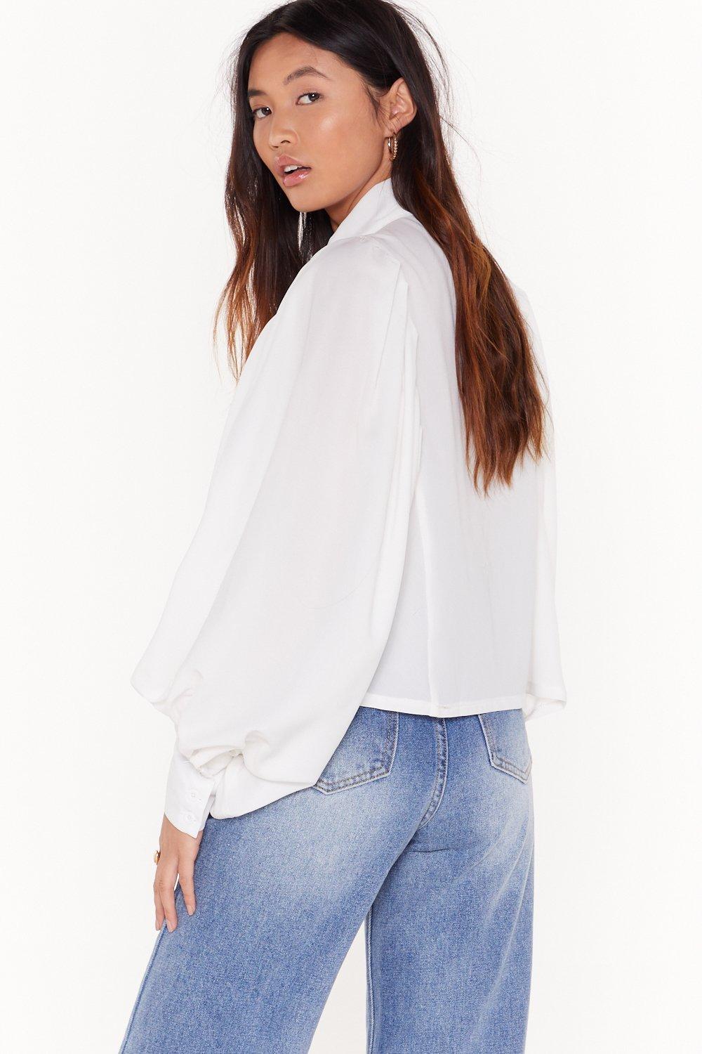 white balloon sleeve shirt