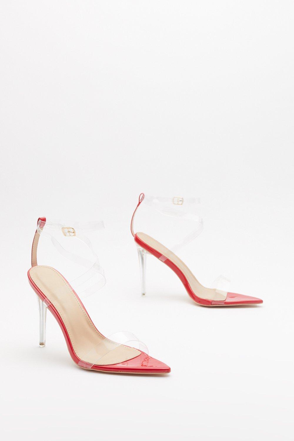 clear midi heels