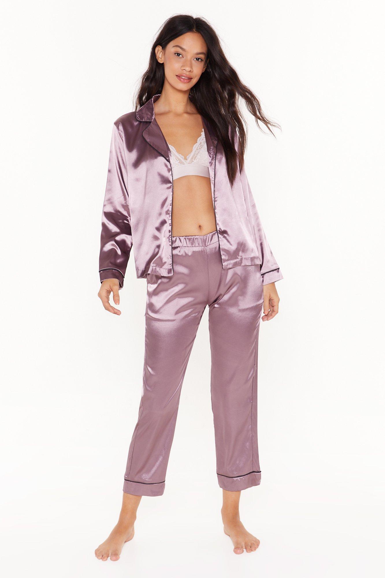 Eat Sleep Repeat Satin Pajama Set 