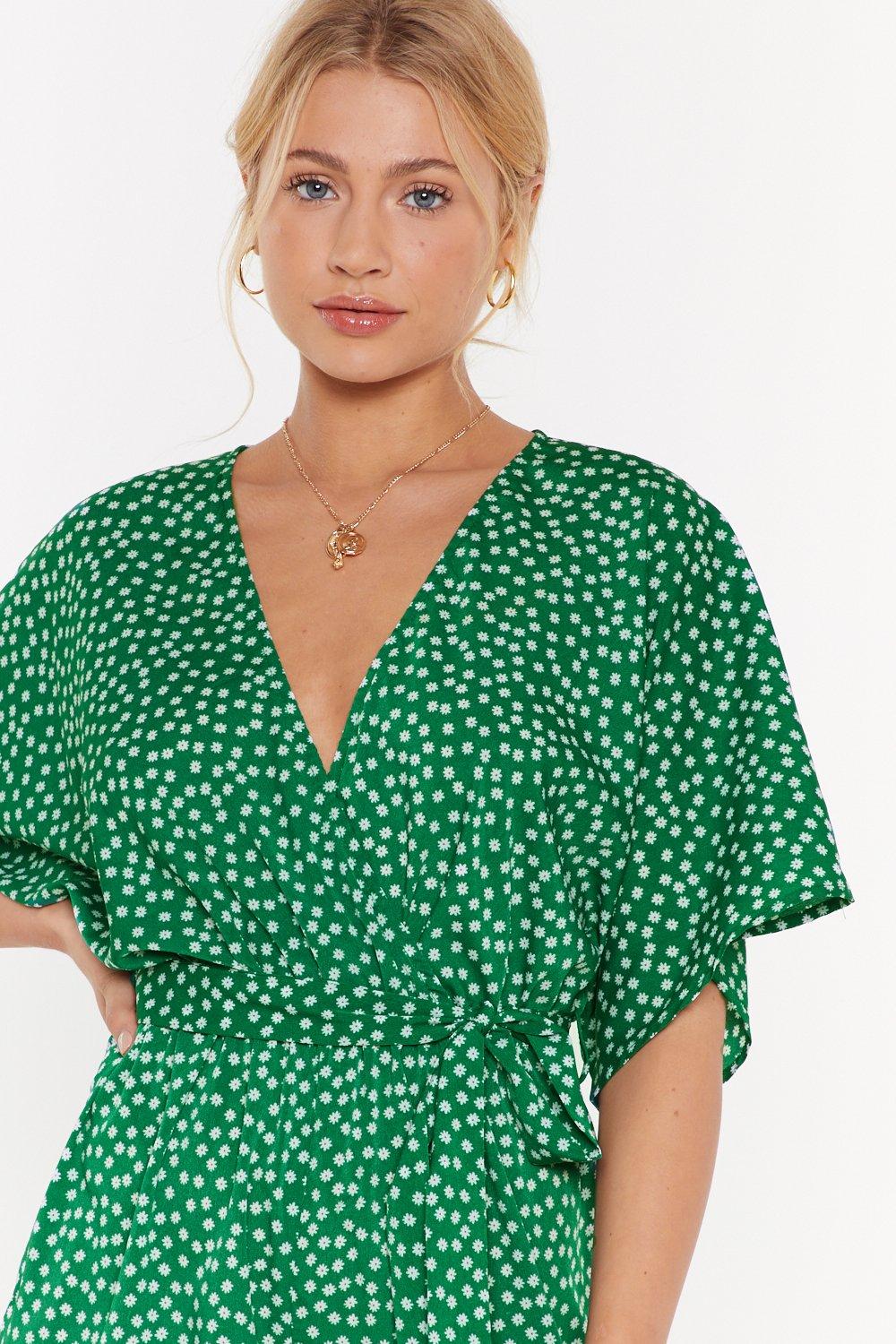 green ditsy dress