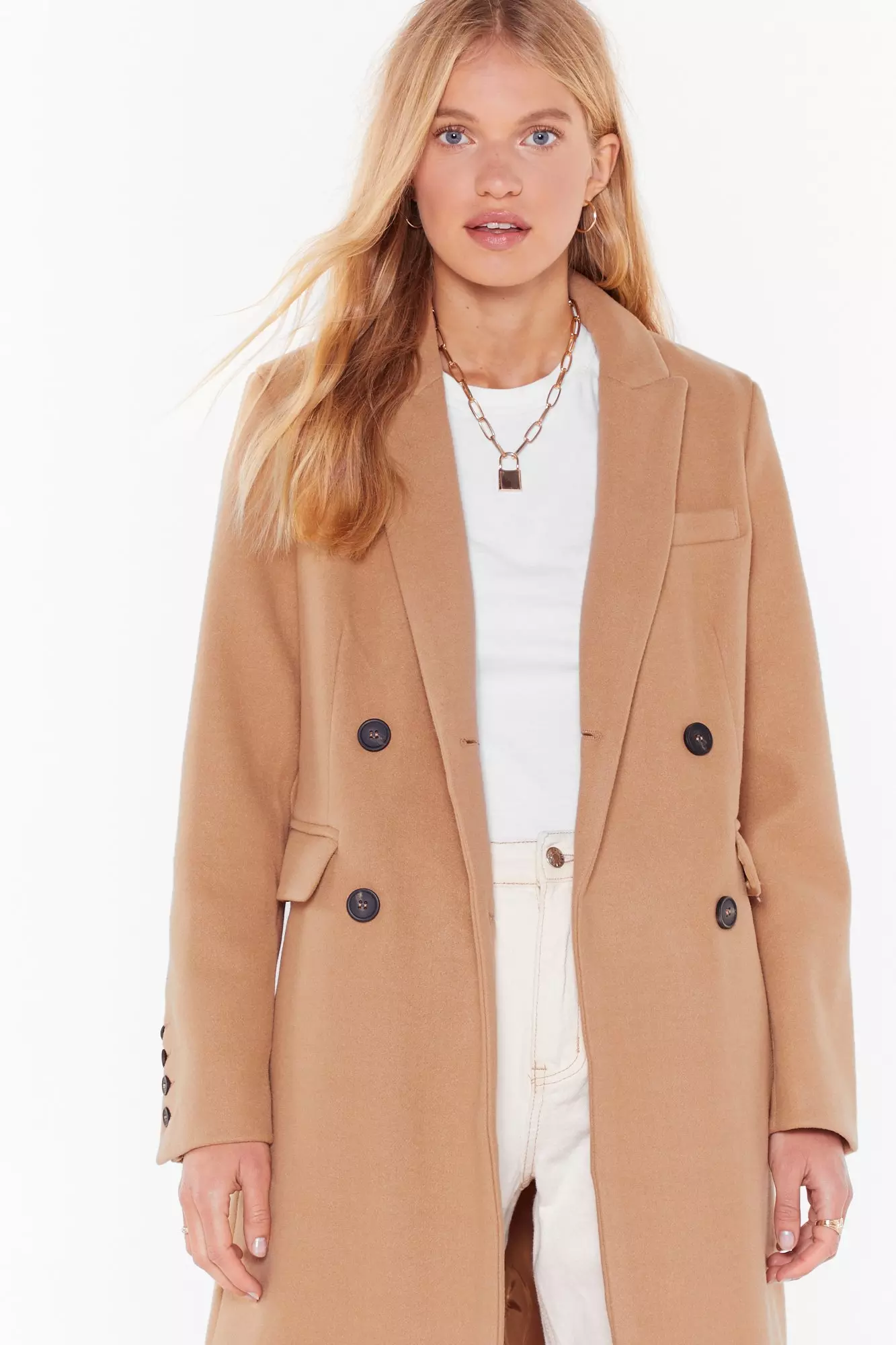 Faux Wool Longline Coat Nasty Gal