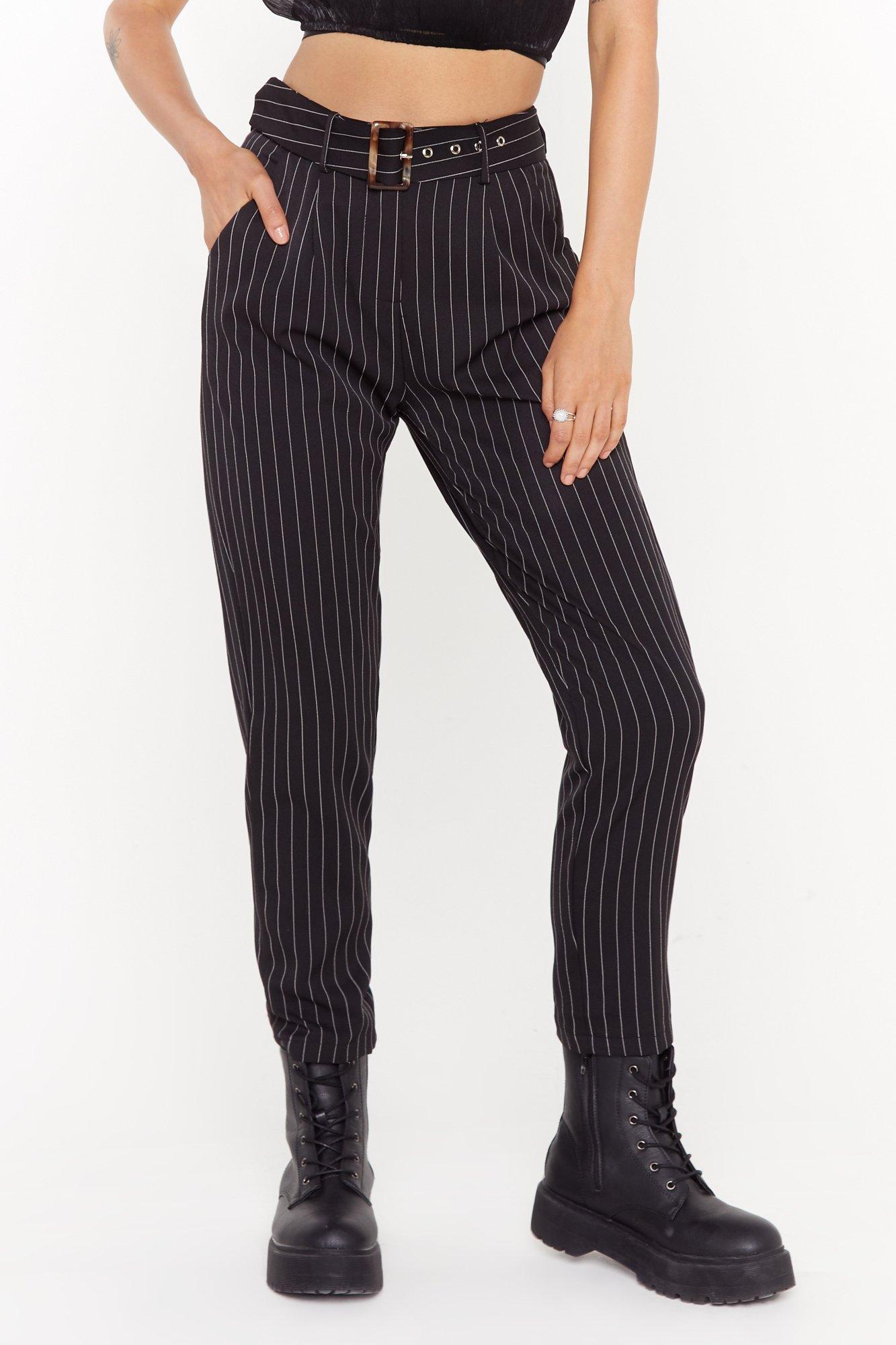 pinstripe tapered trousers