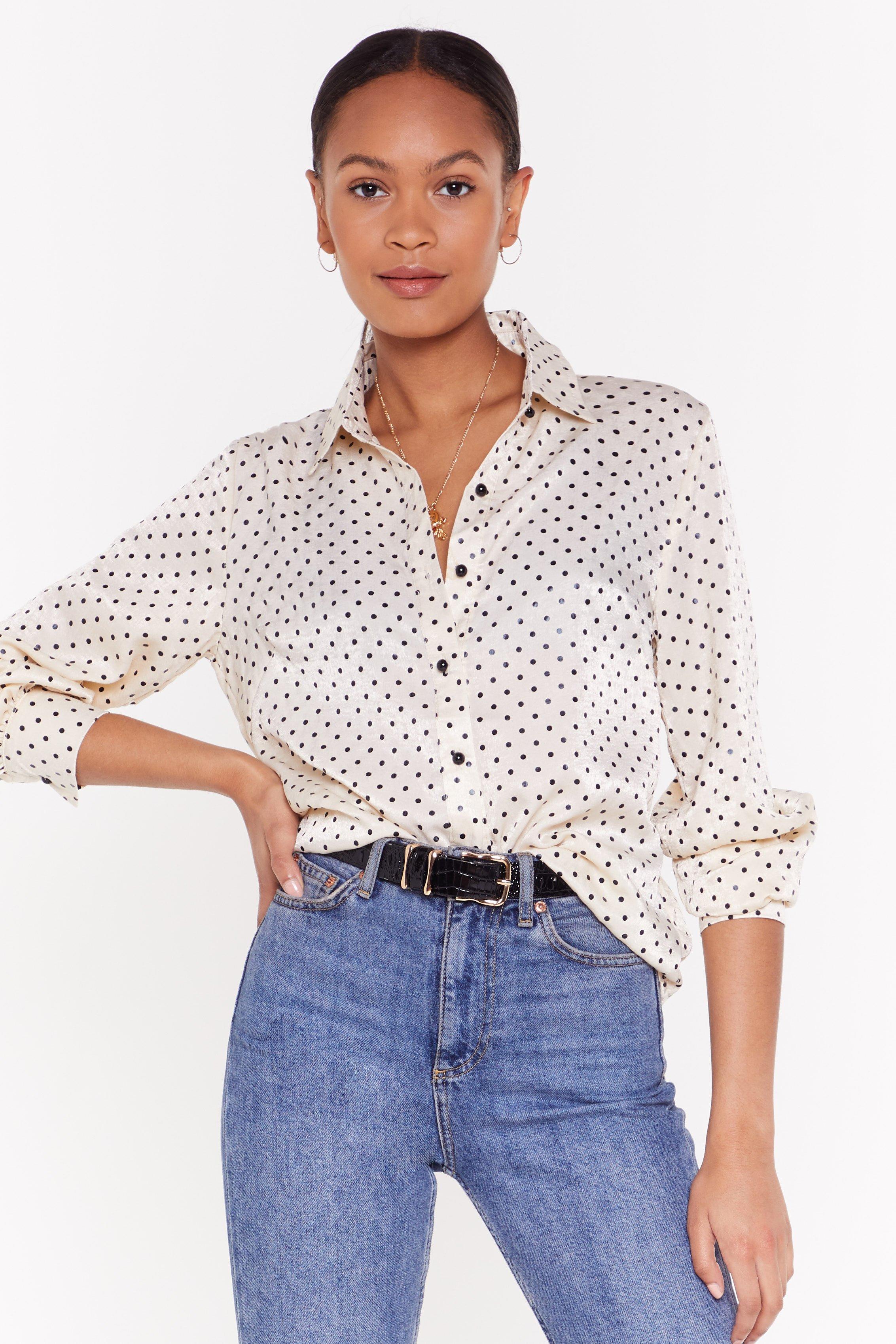 satin polka dot top