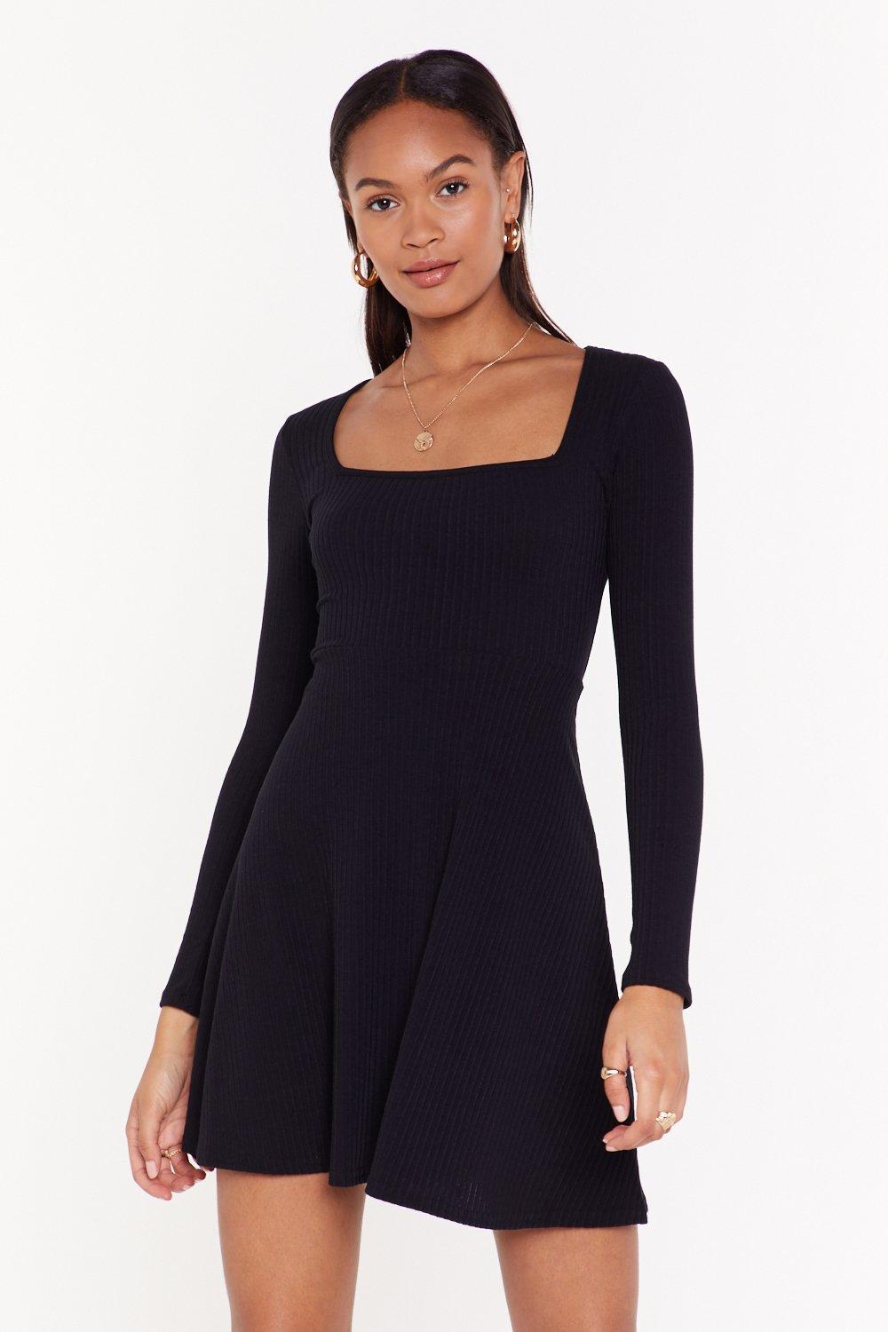 black a line mini dress