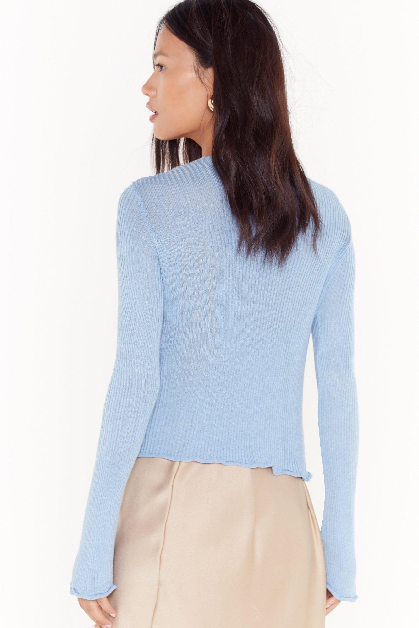 light blue ribbed sweater