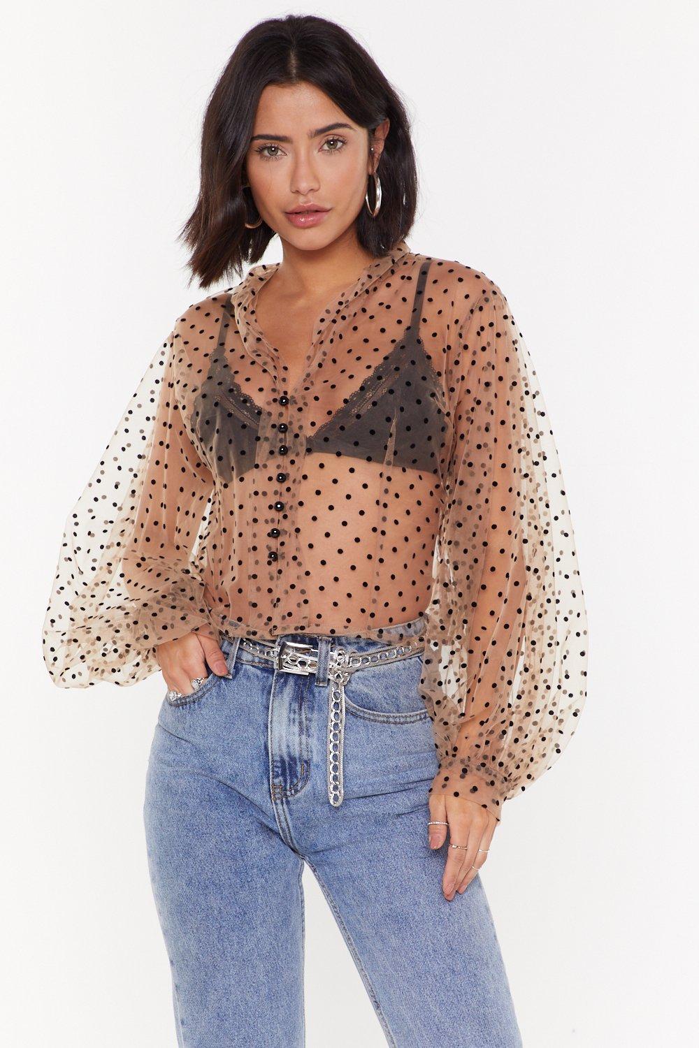 polka dot mesh shirt