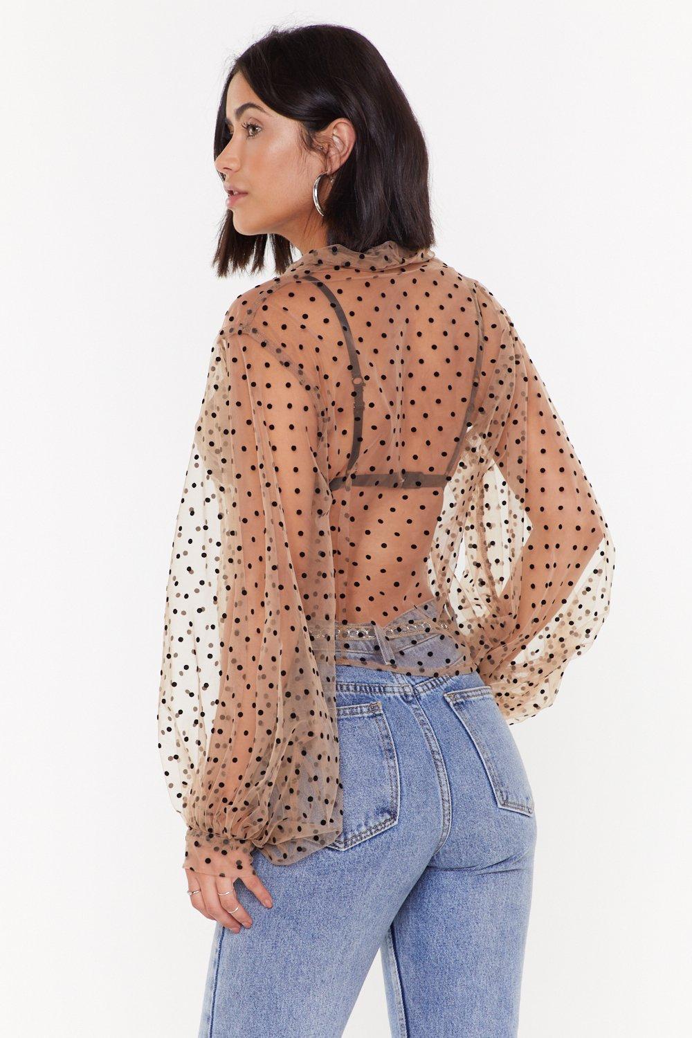 polka dot mesh blouse