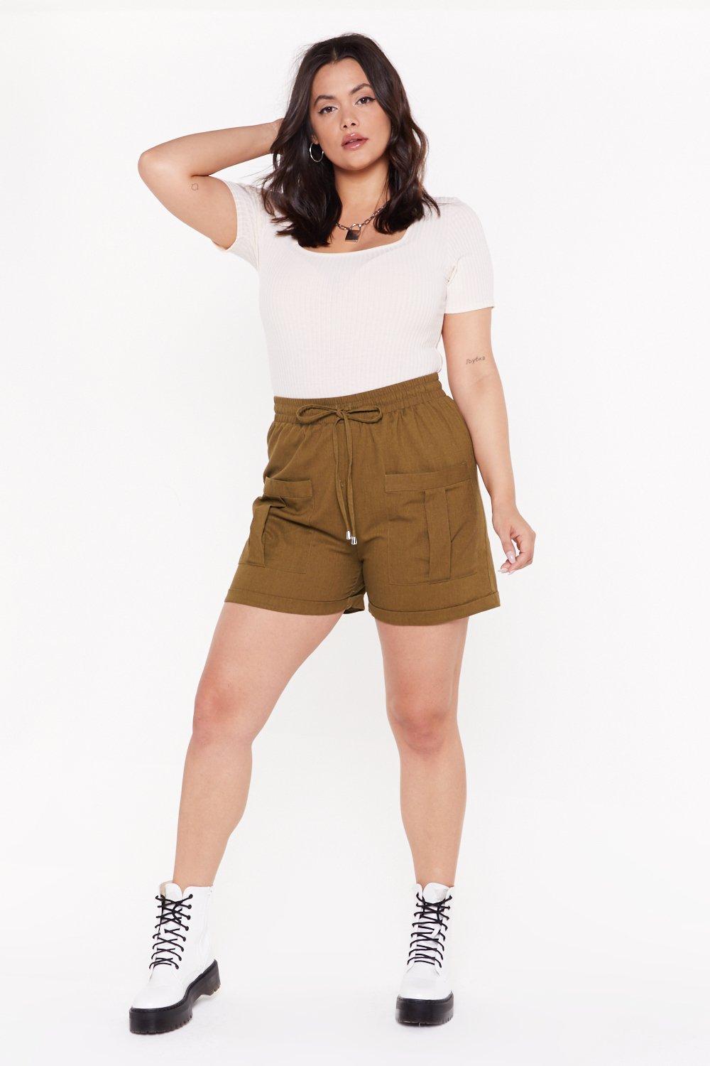 high waisted khaki shorts