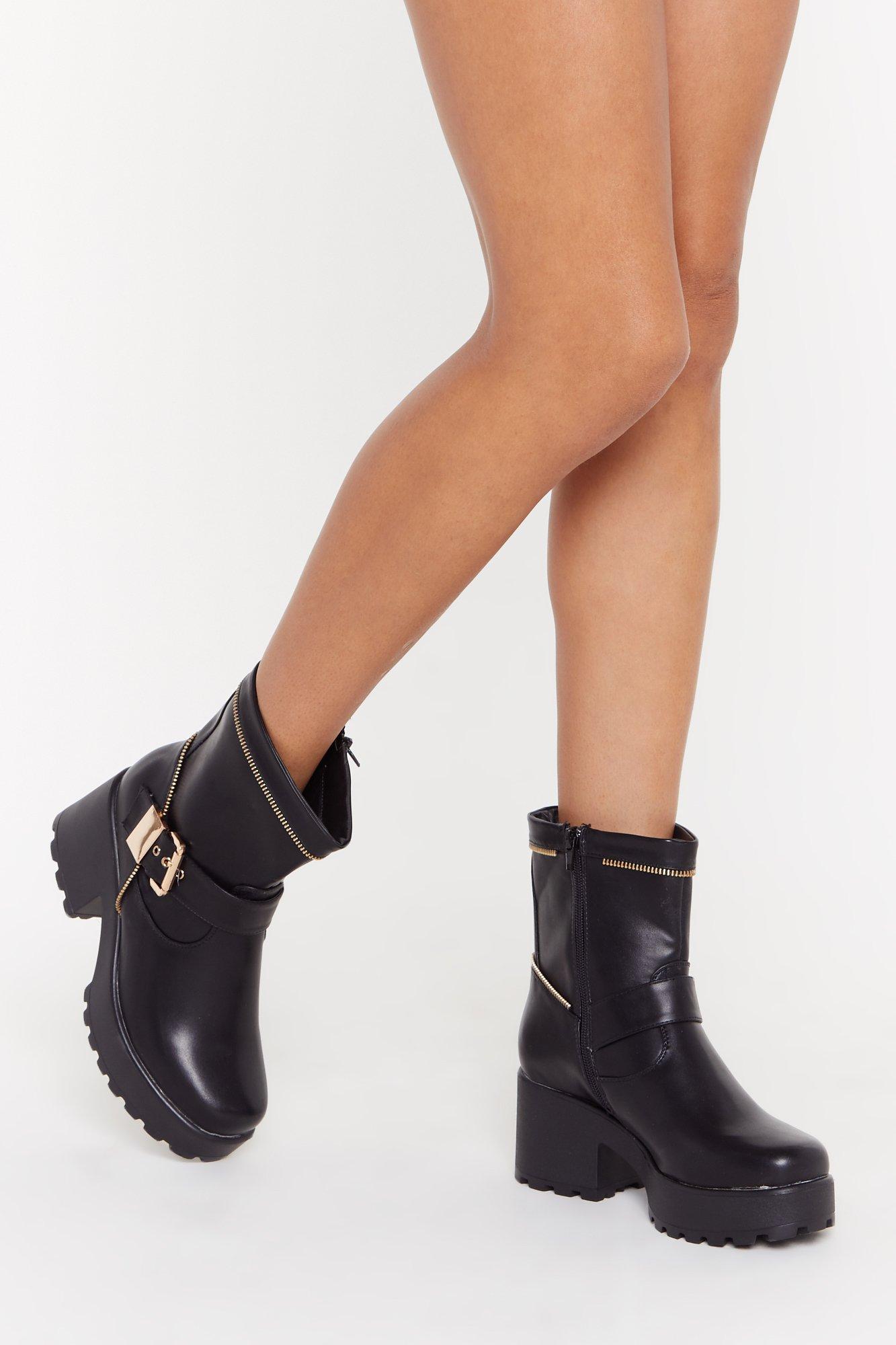 zip biker boots