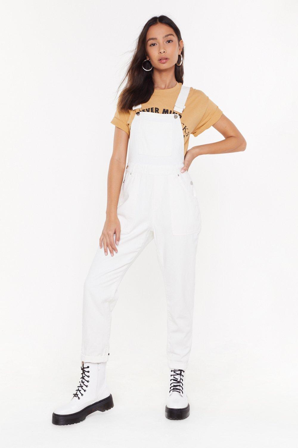 women's white overalls