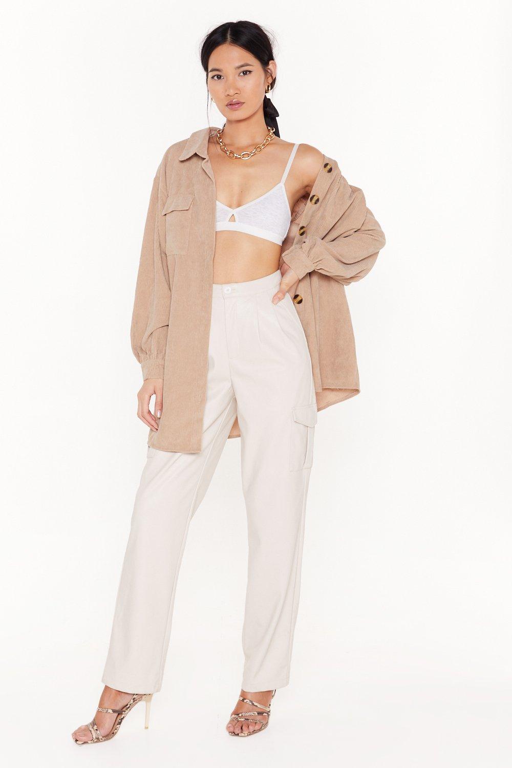 beige leather trousers