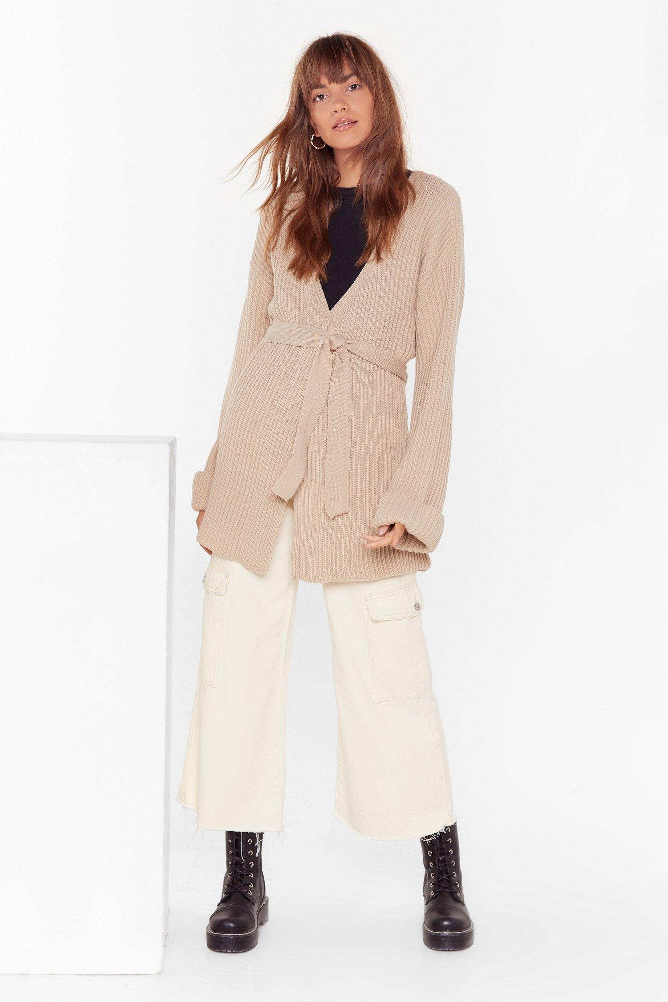 chunky belted cardigan