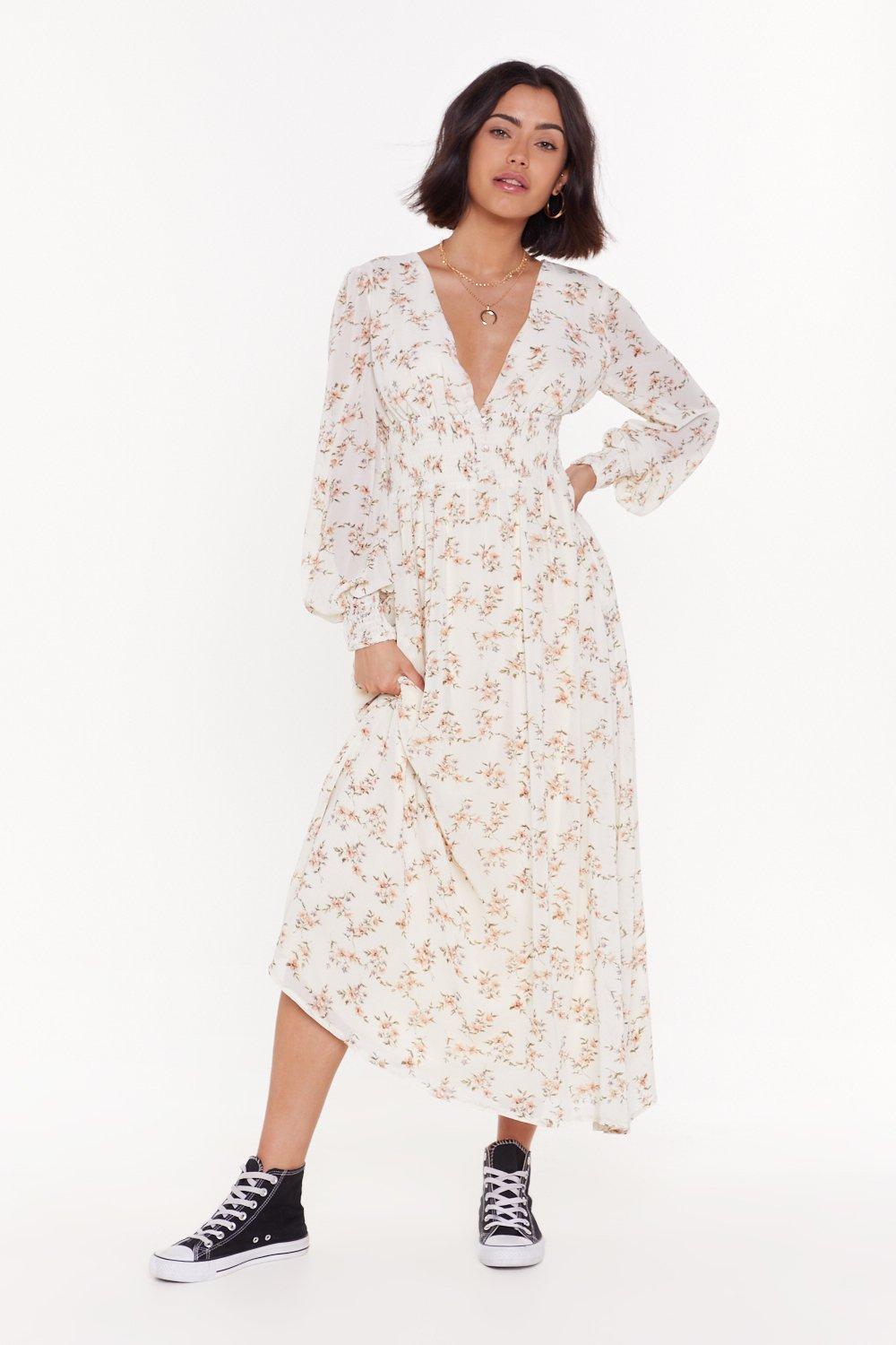 white summer maxi dress with sleeves