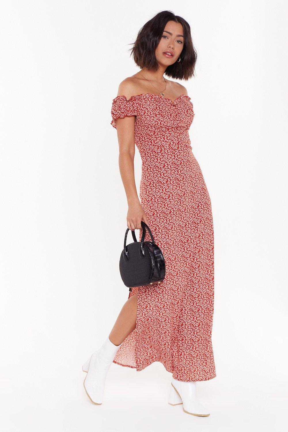 burnt orange floral maxi dress