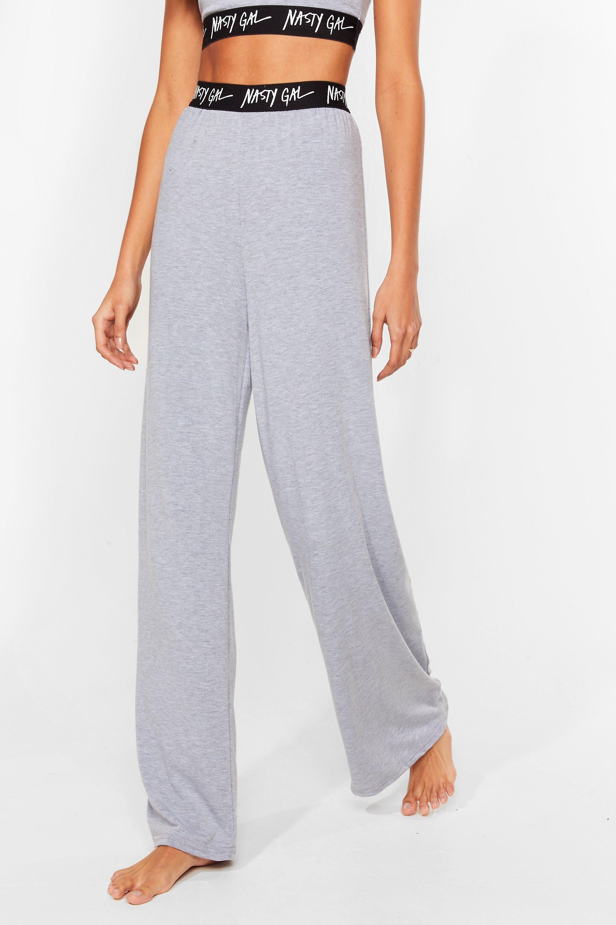 wide leg grey joggers