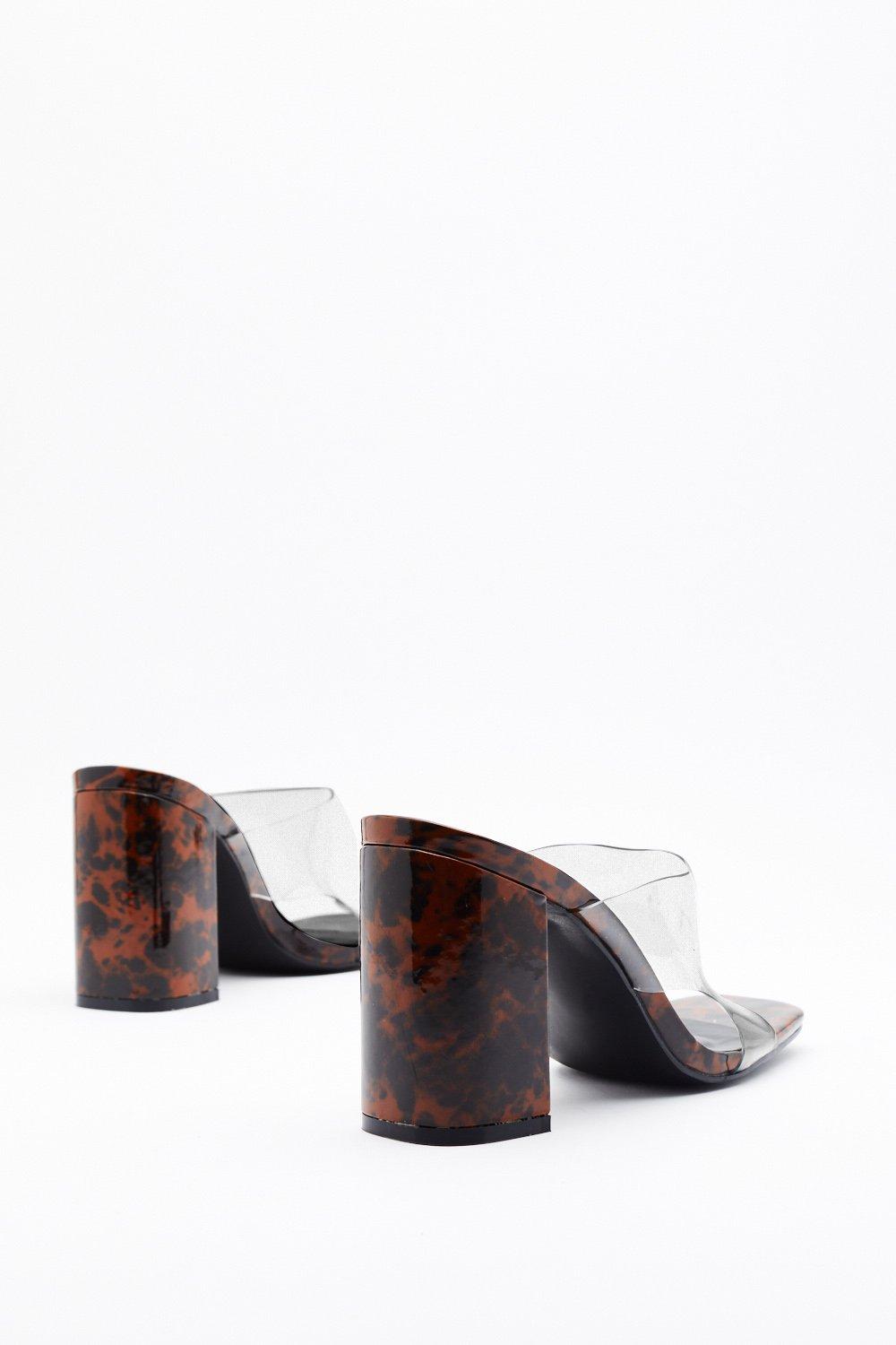 brown block heel mules