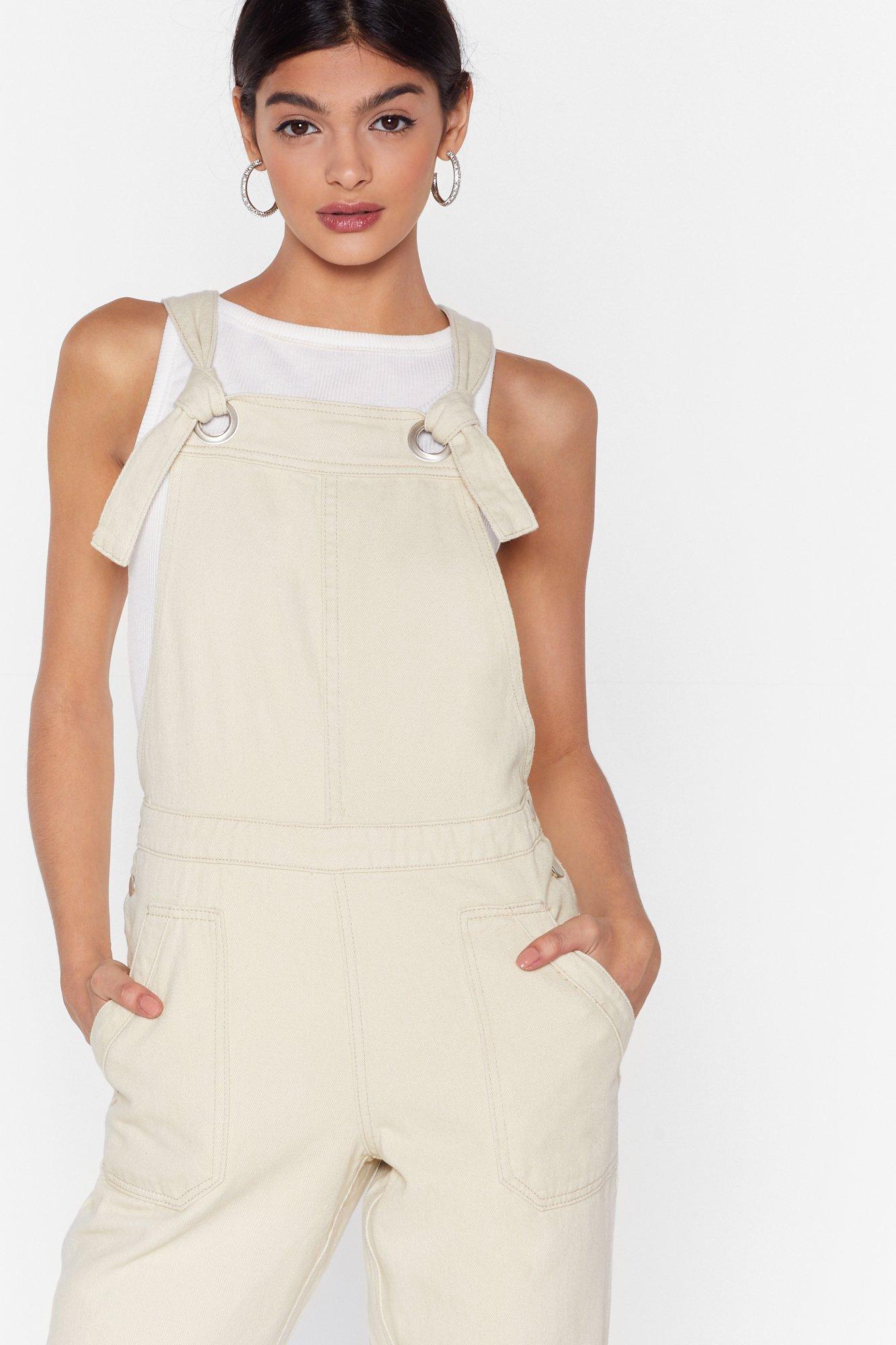 relaxed denim overalls