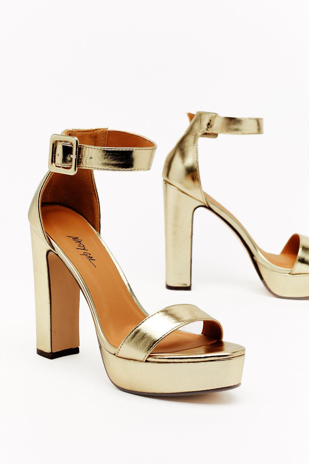 gold heeled platform sandals