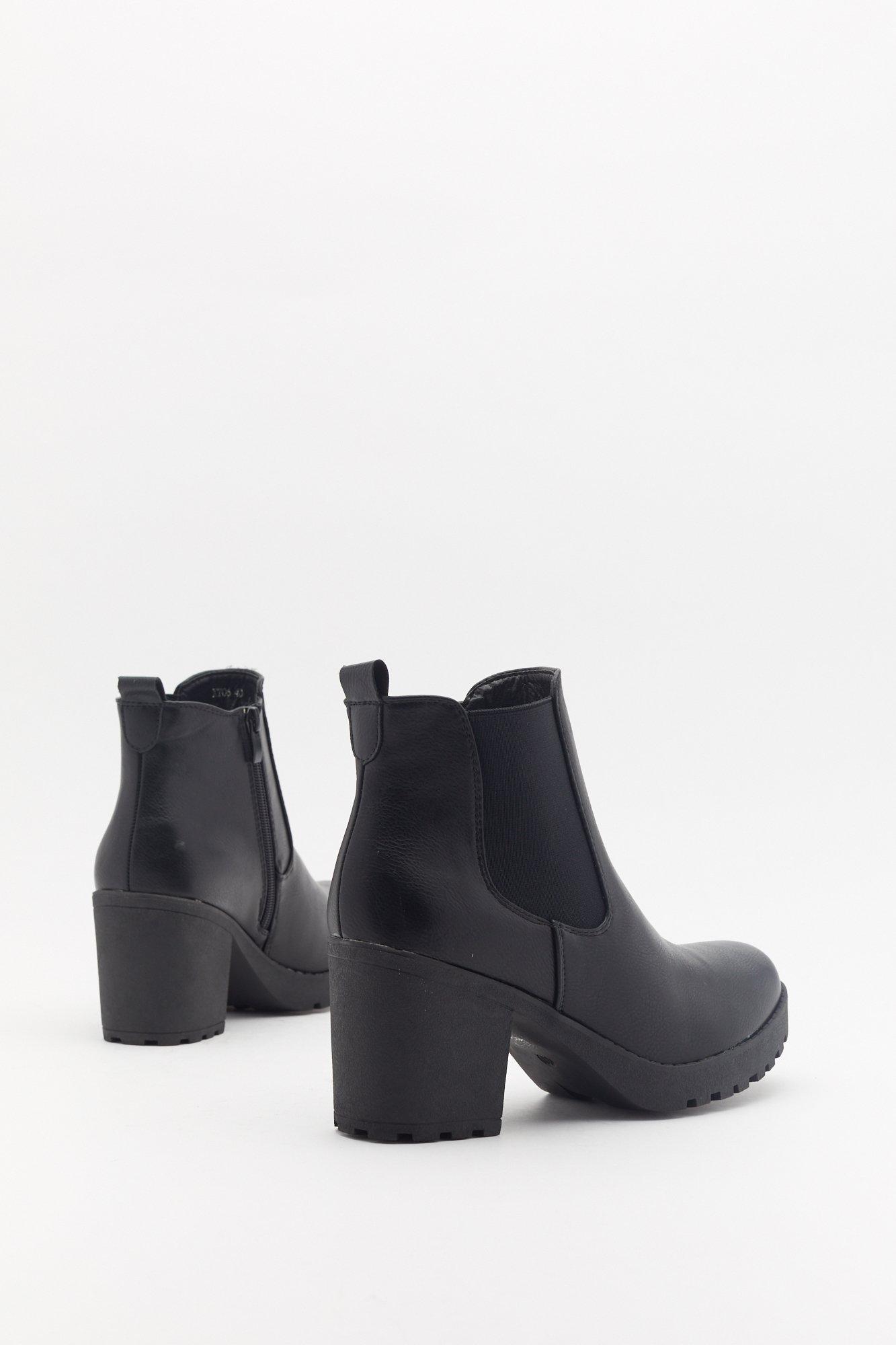 black cleated chelsea boots