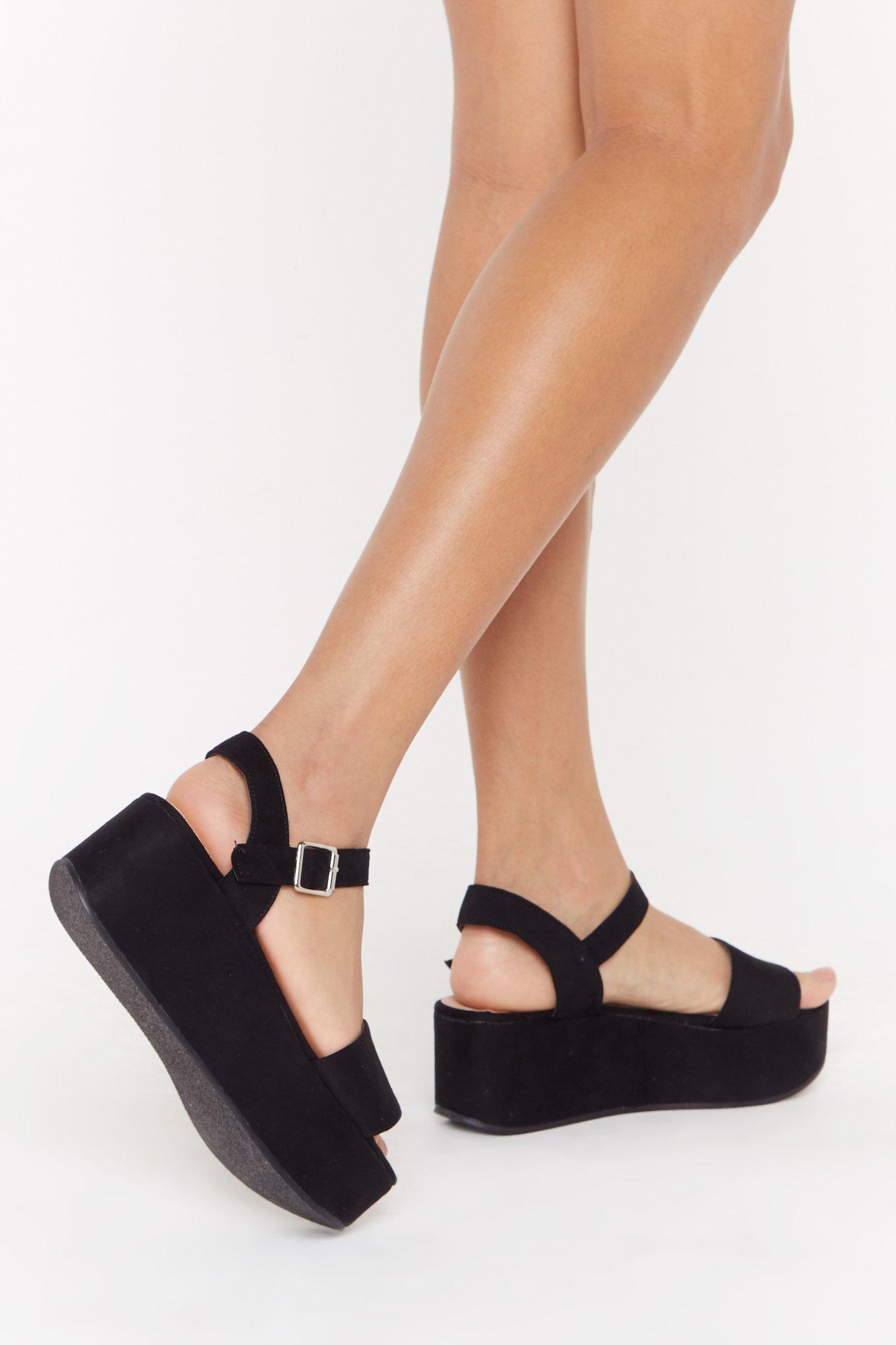 black suede platforms