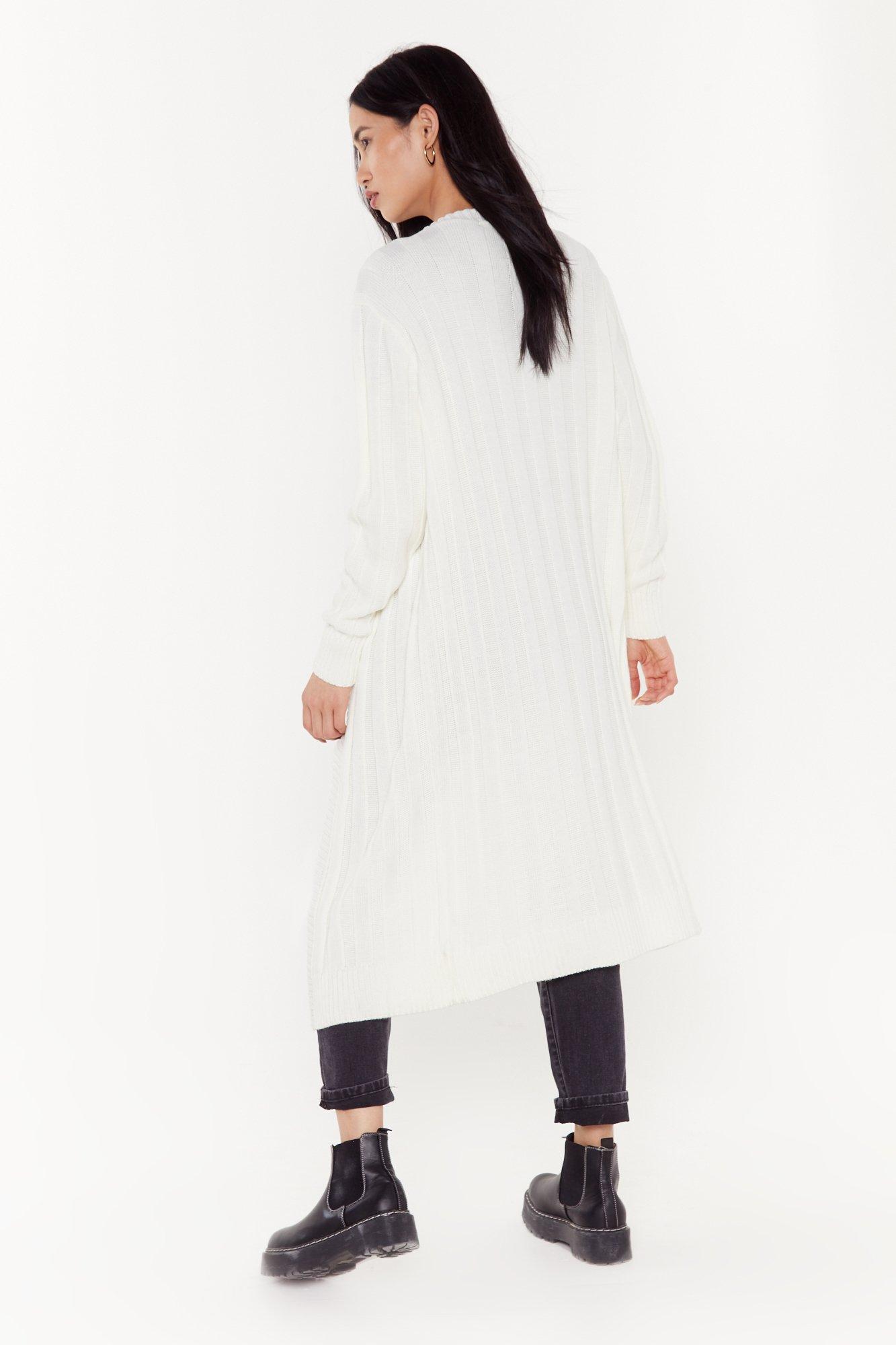 white longline cardigan