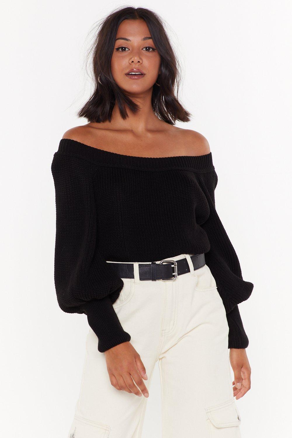 Off-The-Shoulder Sweater with Balloon 