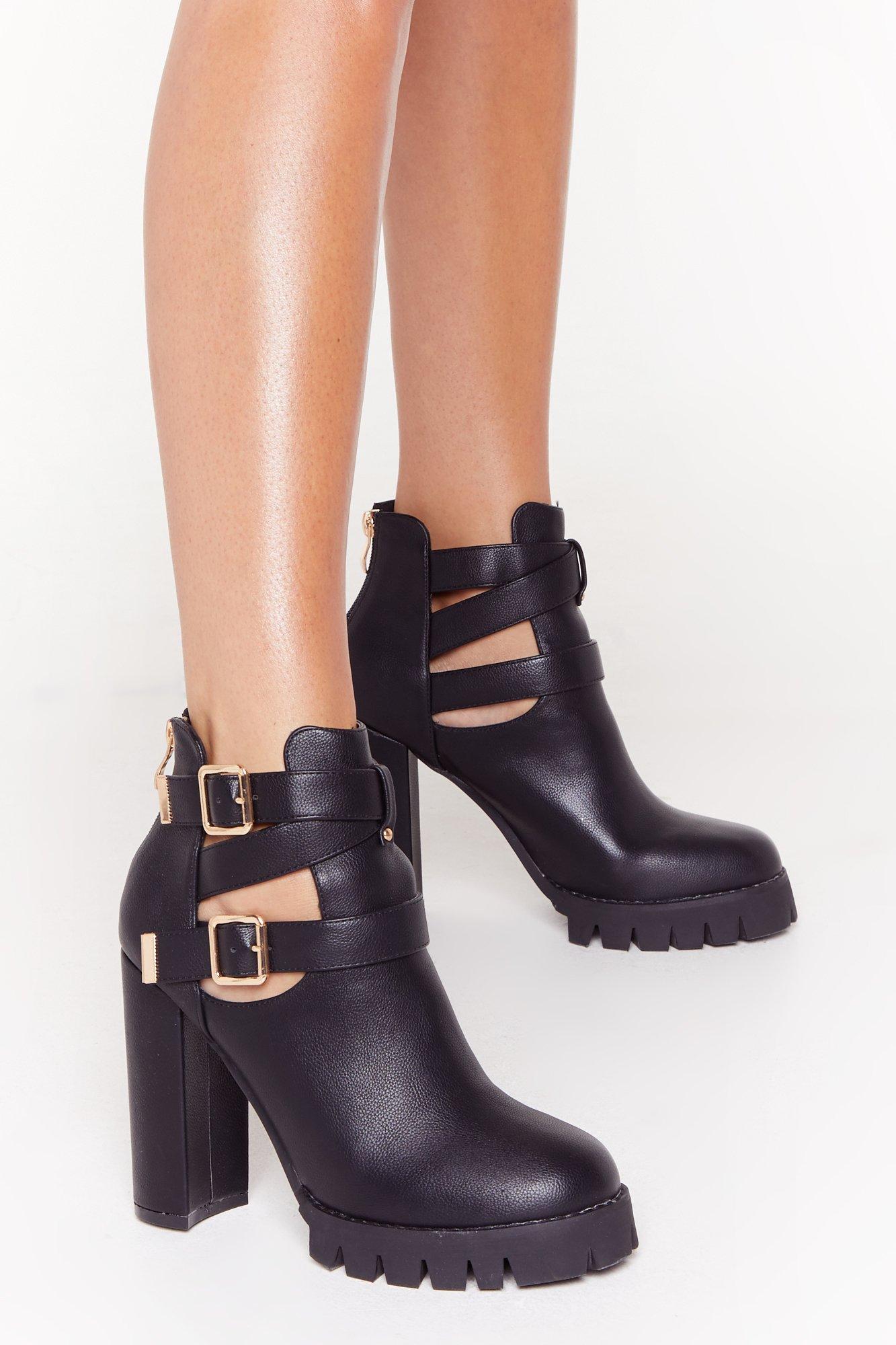 cut out heeled boots