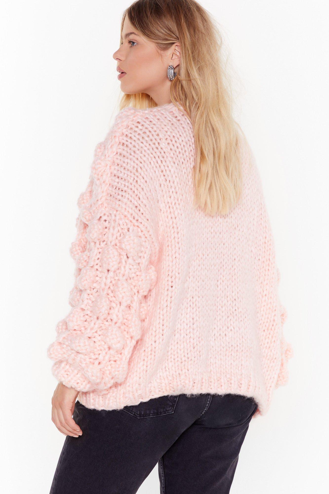 pink bobble cardigan