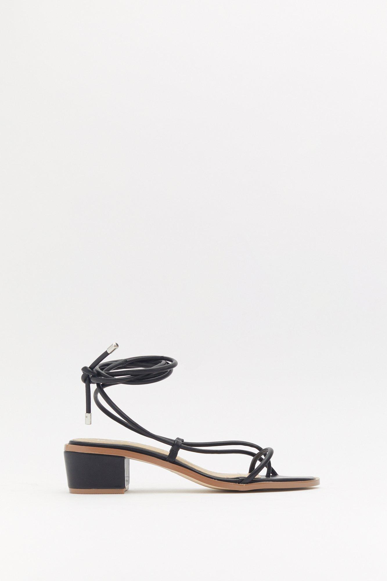 ankle tie block heel sandals