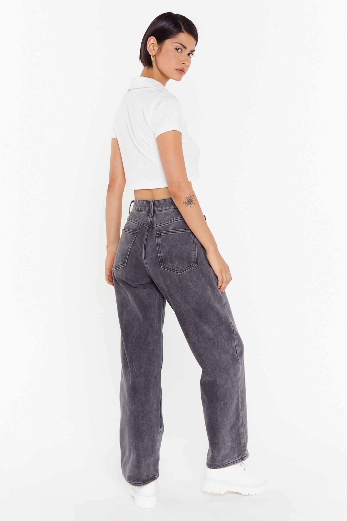 grey wide leg jeans